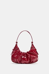CRACKLE-EFFECT RUCHED BAG