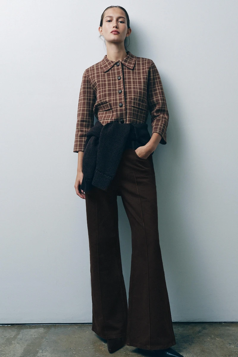 PLAID KNIT CARDIGAN