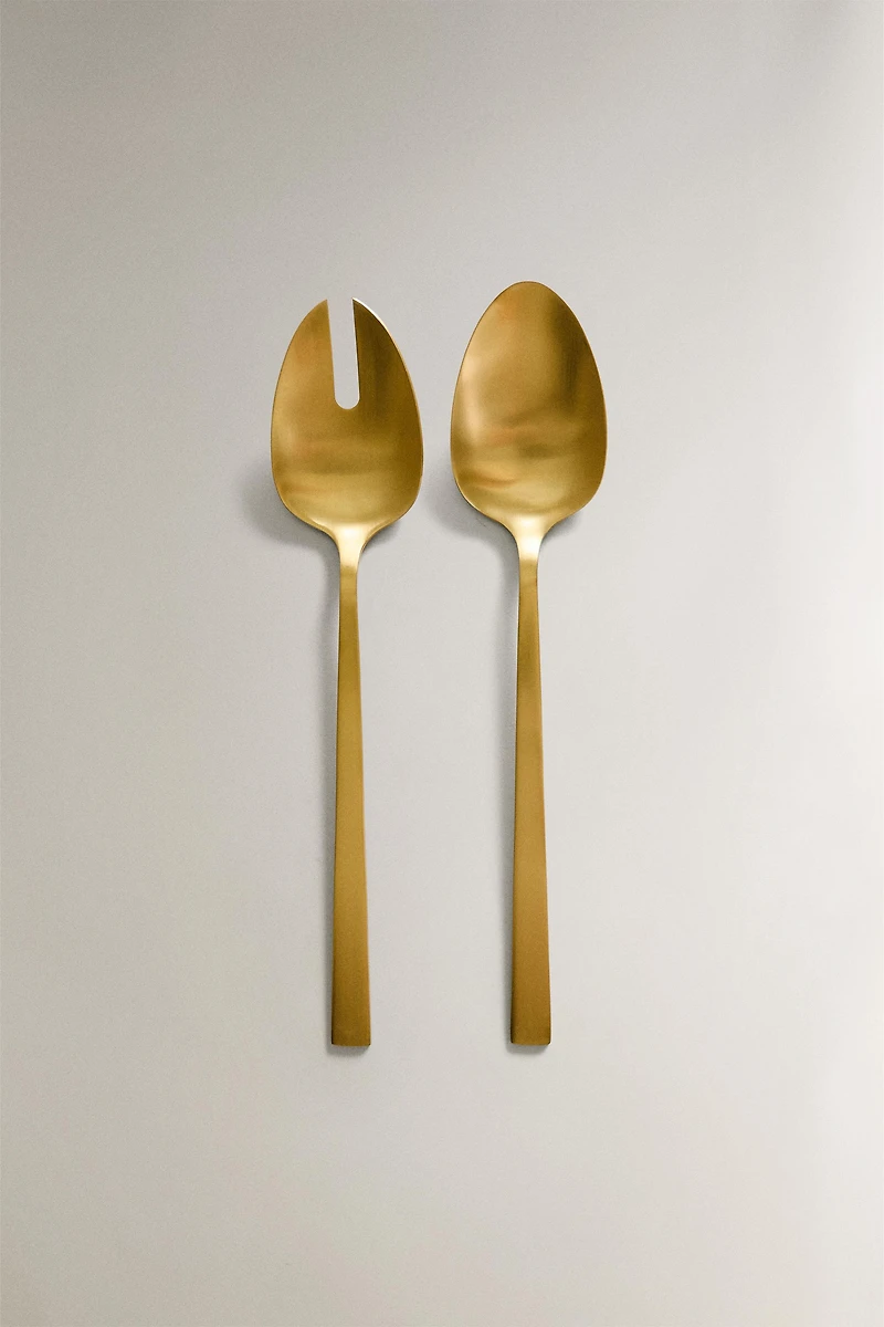 SET OF GOLD STEEL SALAD FLATWARE (SET OF 2)