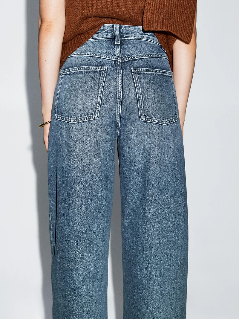 Jean barrel fit taille haute