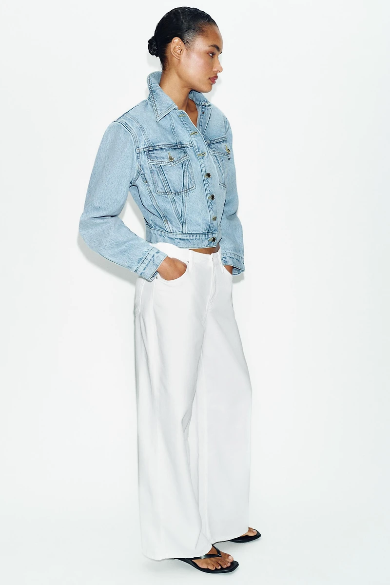 Z1975 CROPPED DENIM JACKET WITH SHOULDER PADS