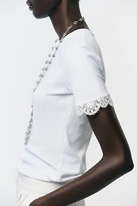 T-SHIRT DENTELLE MANCHES