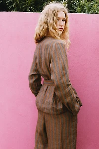 STRIPED 100% LINEN BLAZER