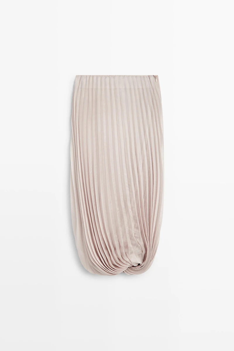 Pleated Bubble Hem Midi Skirt - STUDIO