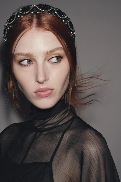 QUILTED BEADED JEWELED HEADBAND