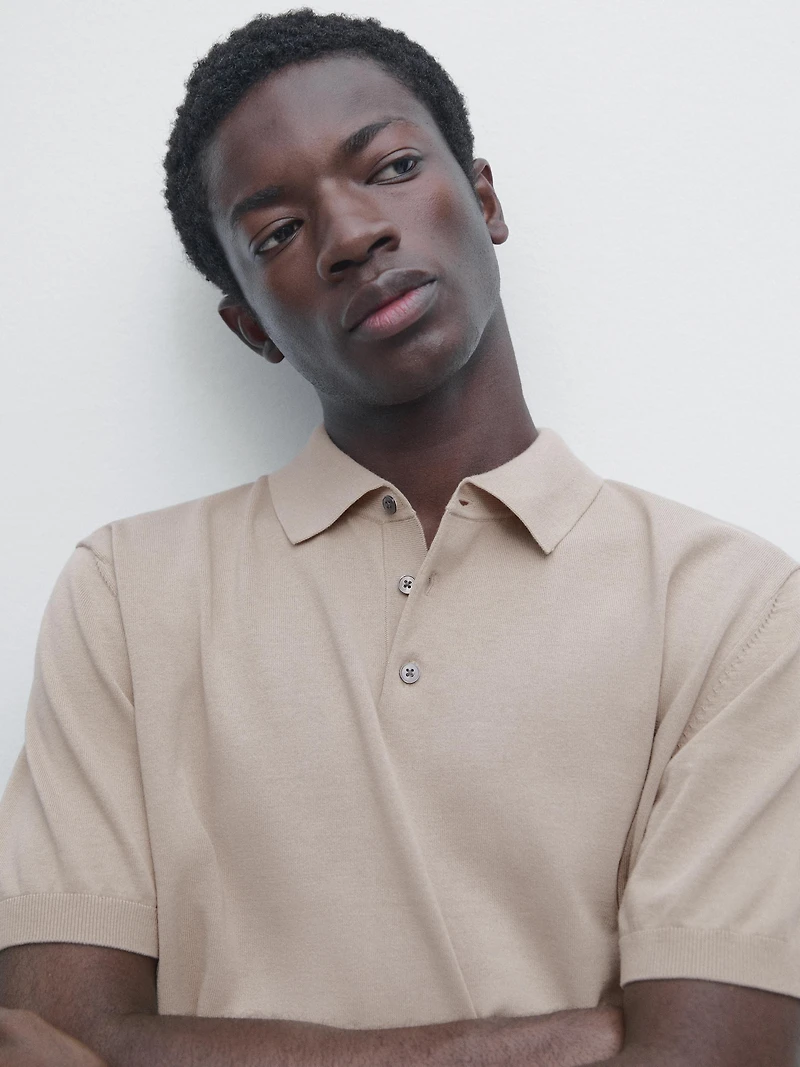 Knit cotton polo shirt
