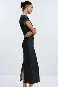 BELTED FITTED MIDI DRESS