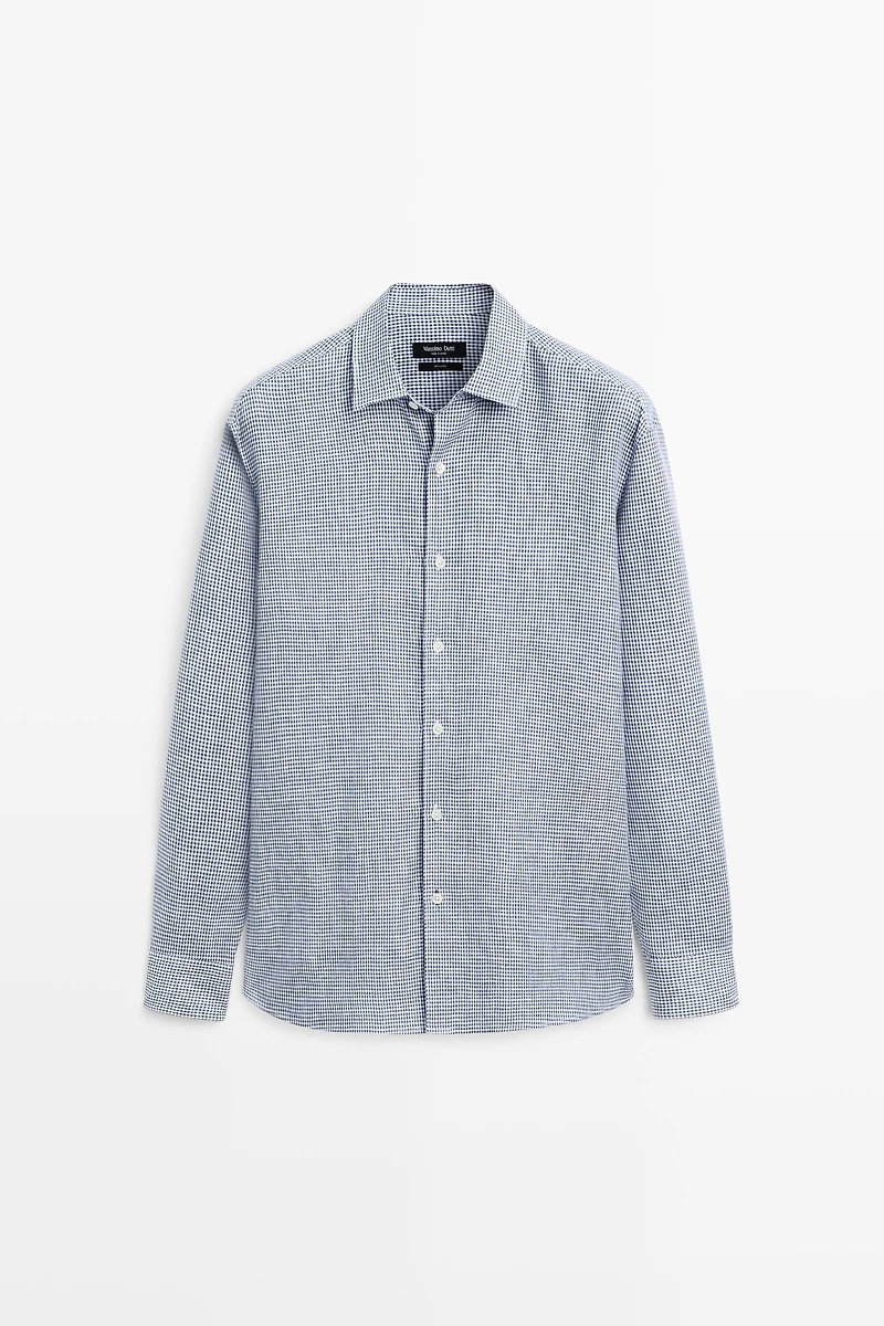 100% linen regular fit gingham shirt