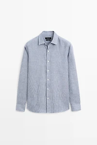 100% linen regular fit gingham shirt