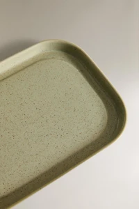 STONEWARE BUTTER DISH WITH KNIFE