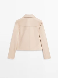 Cropped nappa leather jacket