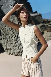 Z1975 FRAYED STRIPED DENIM SHORTS