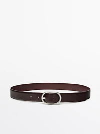 Nappa leather belt with oval buckle