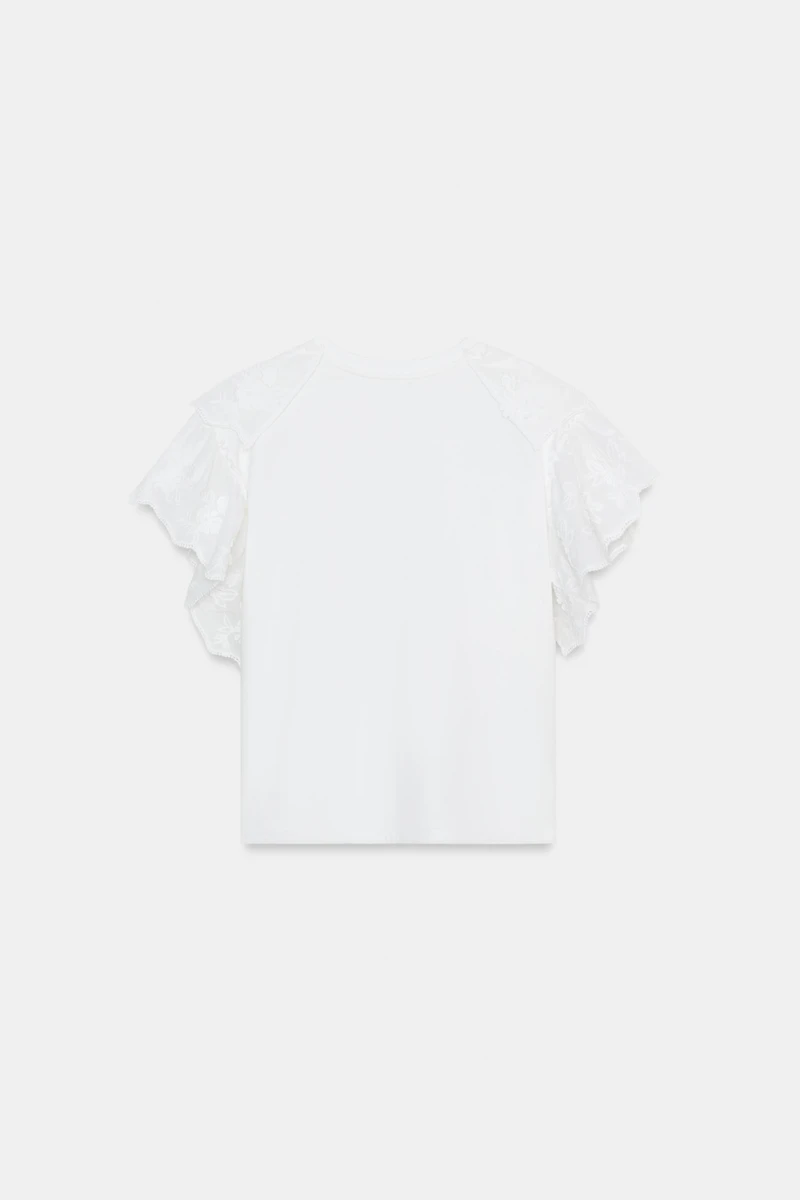 T-SHIRT À MANCHES COURTES ET VOLANTS
