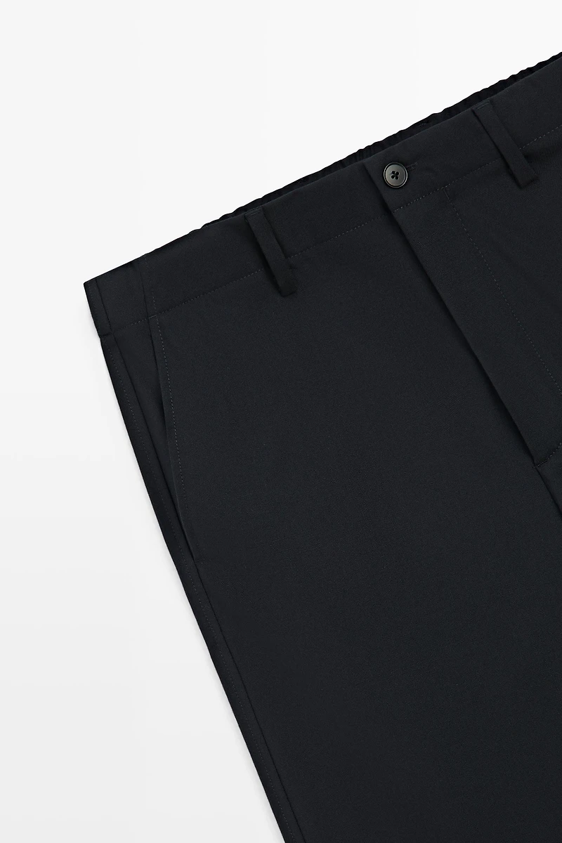 100% cool wool textured pants