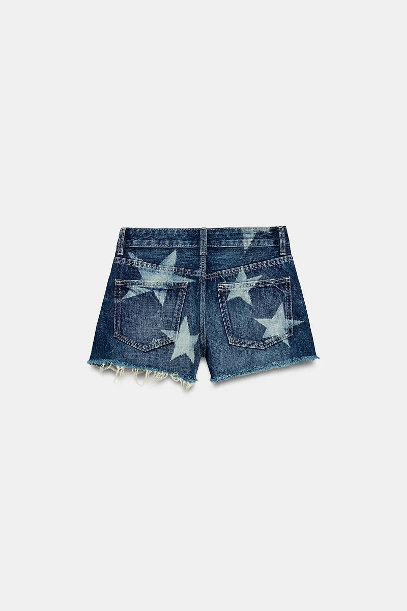 TRF MID-RISE STAR DENIM SHORTS