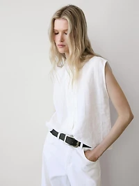 100% linen flowing shirt with button details