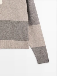 Striped wool blend polo sweater
