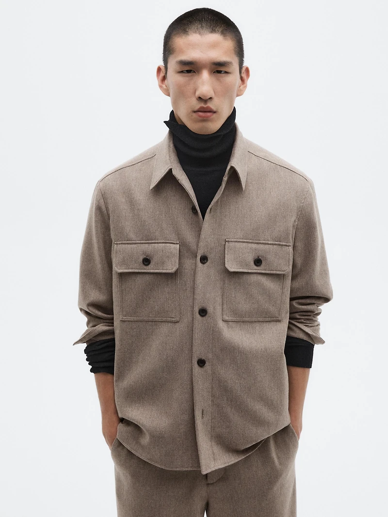 Wool blend overshirt with pockets - LIMITED