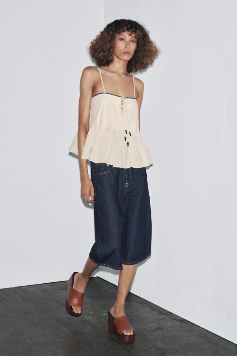 TOP WITH CONTRAST PIPING ZW COLLECTION