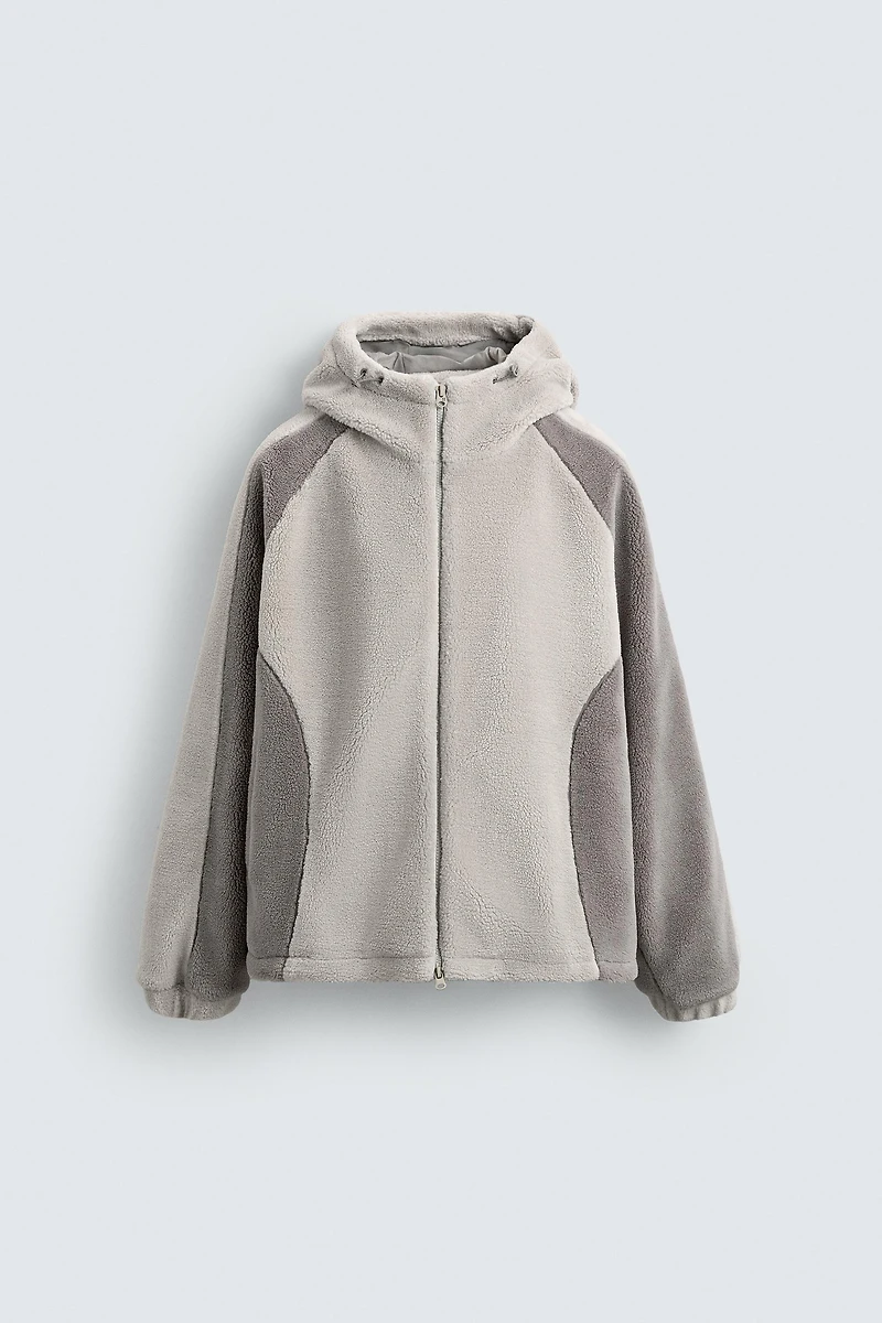 COLOR BLOCK FLEECE EFFECT JACKET