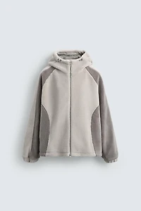 COLOR BLOCK FLEECE EFFECT JACKET