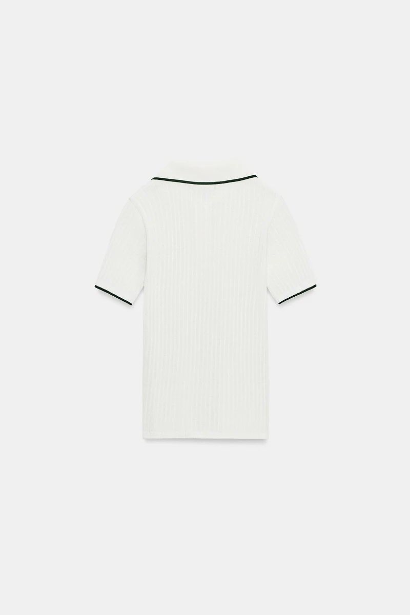 CONTRAST RIBBED POLO ZA