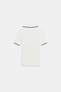 CONTRAST RIBBED POLO ZA