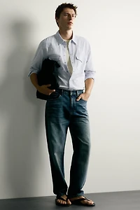 REGULAR FIT COTTON-LINEN WESTERN SHIRT