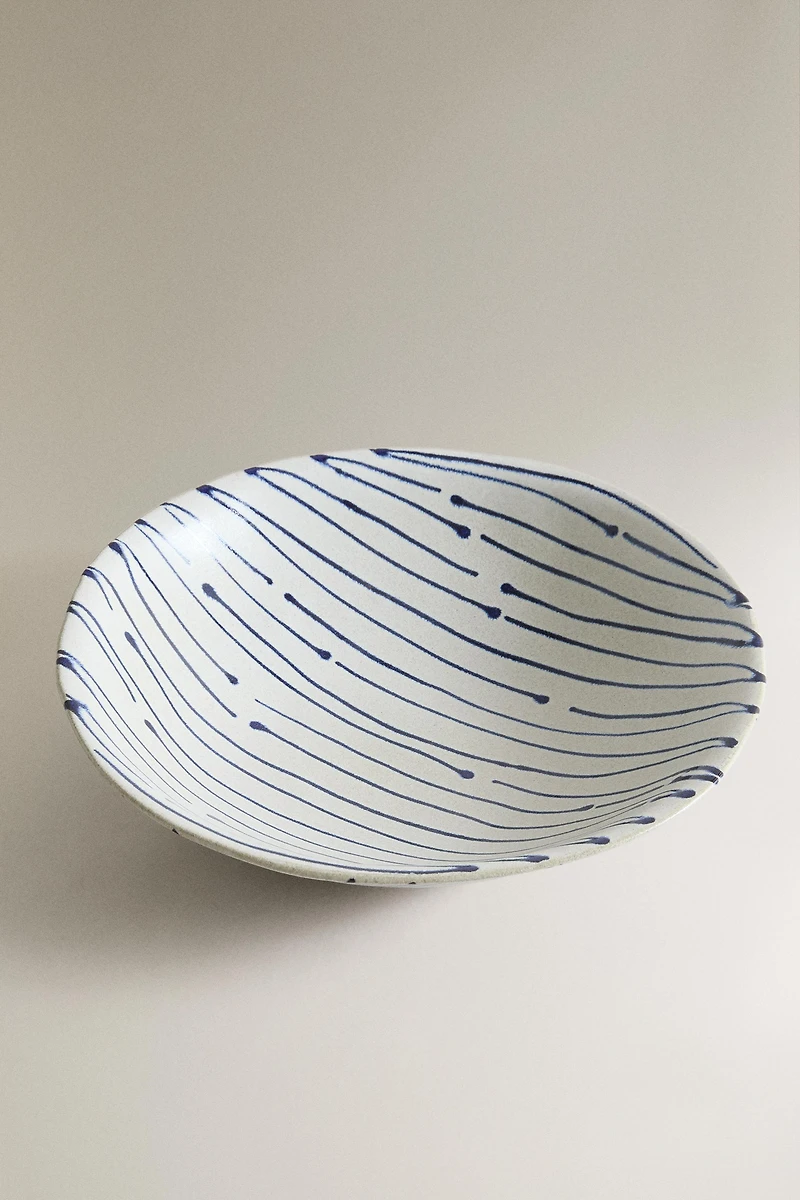 STRIPED EARTHENWARE SALAD BOWL