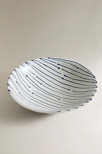 STRIPED EARTHENWARE SALAD BOWL
