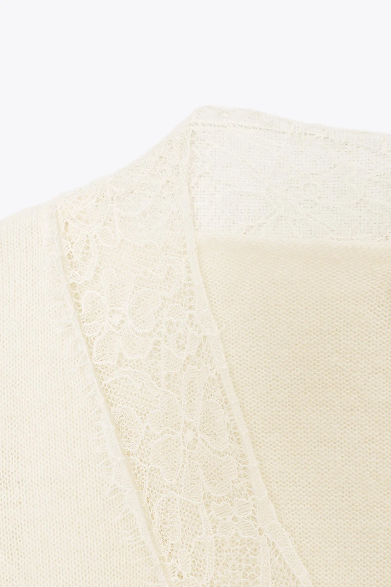 WOOL KNIT LACE SWEATER
