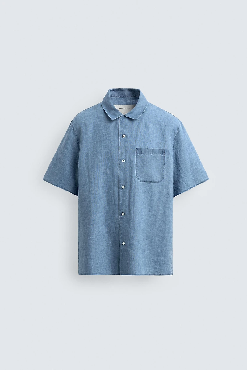 INDIGO 100% LINEN RELAXED FIT SHIRT