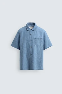 INDIGO 100% LINEN RELAXED FIT SHIRT