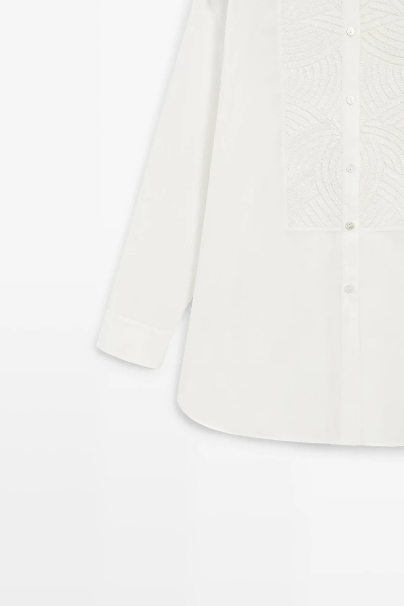Chemise popeline brodée 100 % coton