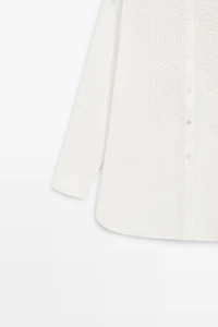 Chemise popeline brodée 100 % coton