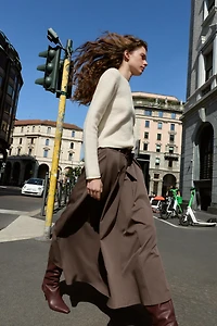 JUPE MI-LONGUE CAPE CEINTURE