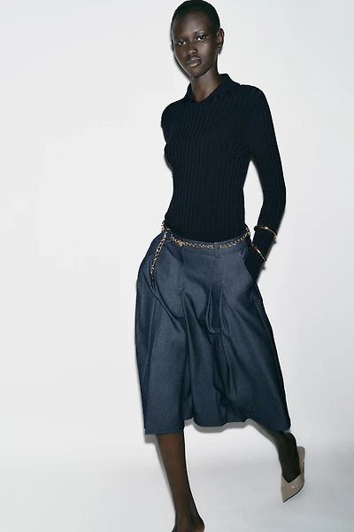 BELTED CHAIN LONG SHORTS