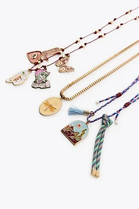 3-PACK CORD CHAIN MEDALLION NECKLACES