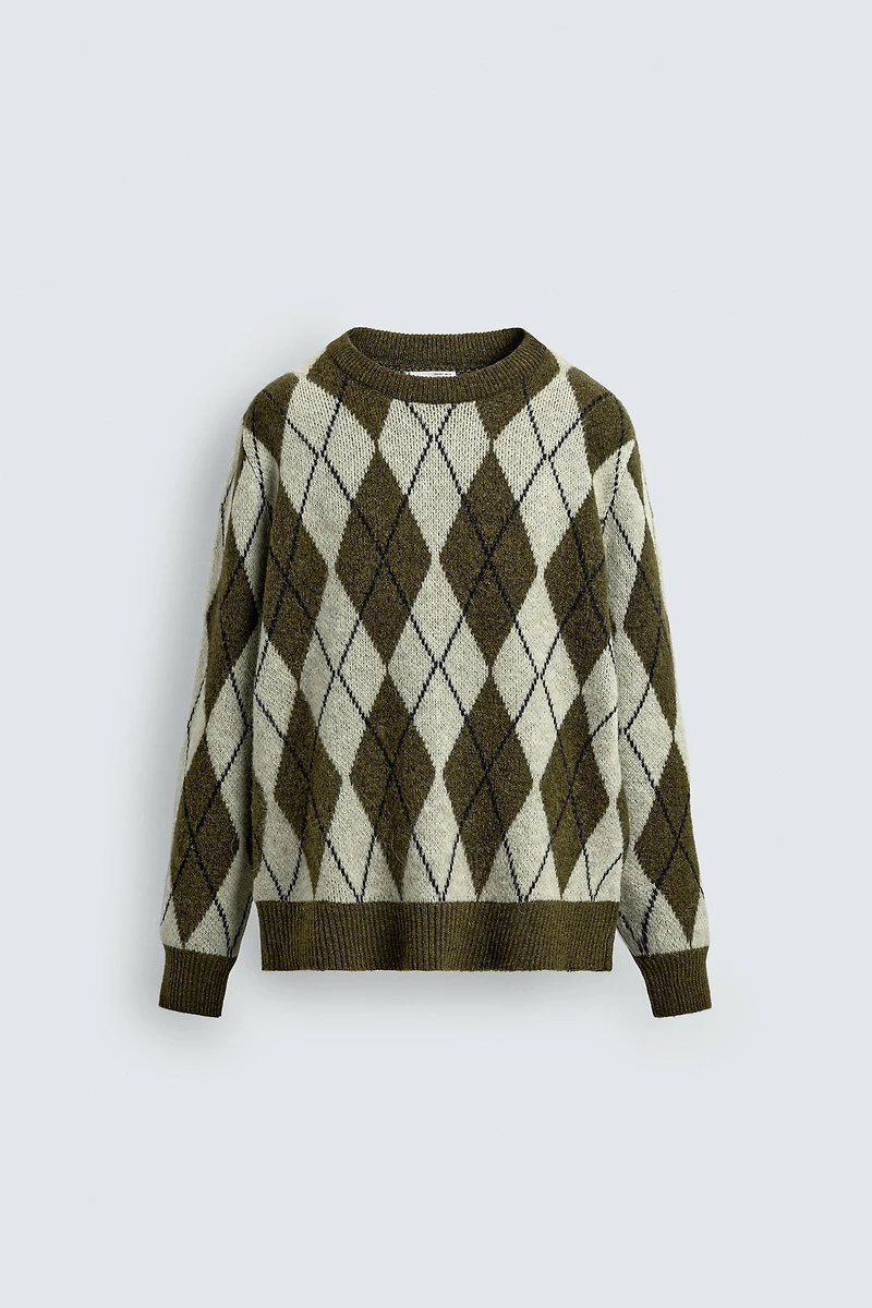 DIAMOND JACQUARD SWEATER