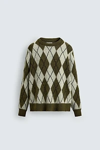 DIAMOND JACQUARD SWEATER