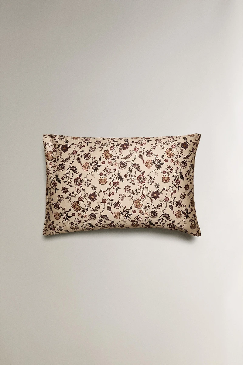 TAIE D’OREILLER SATIN IMPRIMÉ FLEUR