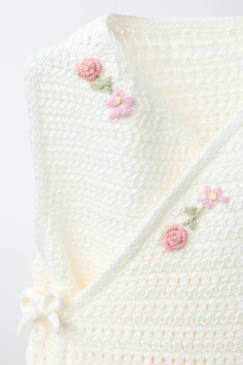 FLORAL EMBROIDERED KNIT ROMPER