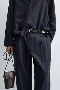 100% HEMP PLEATED WIDE FIT PANTS