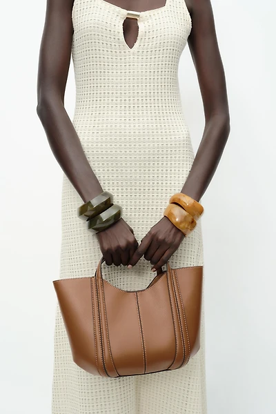 TOPSTITCHED MINI CITY BAG