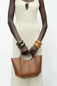 TOPSTITCHED MINI CITY BAG