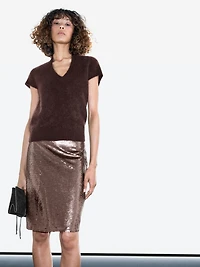 Short matte sequinned skirt