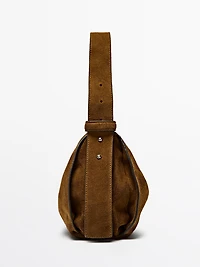 Petit sac porté épaule en croûte de cuir