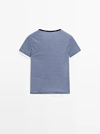Striped double-layer T-shirt with short sleeves