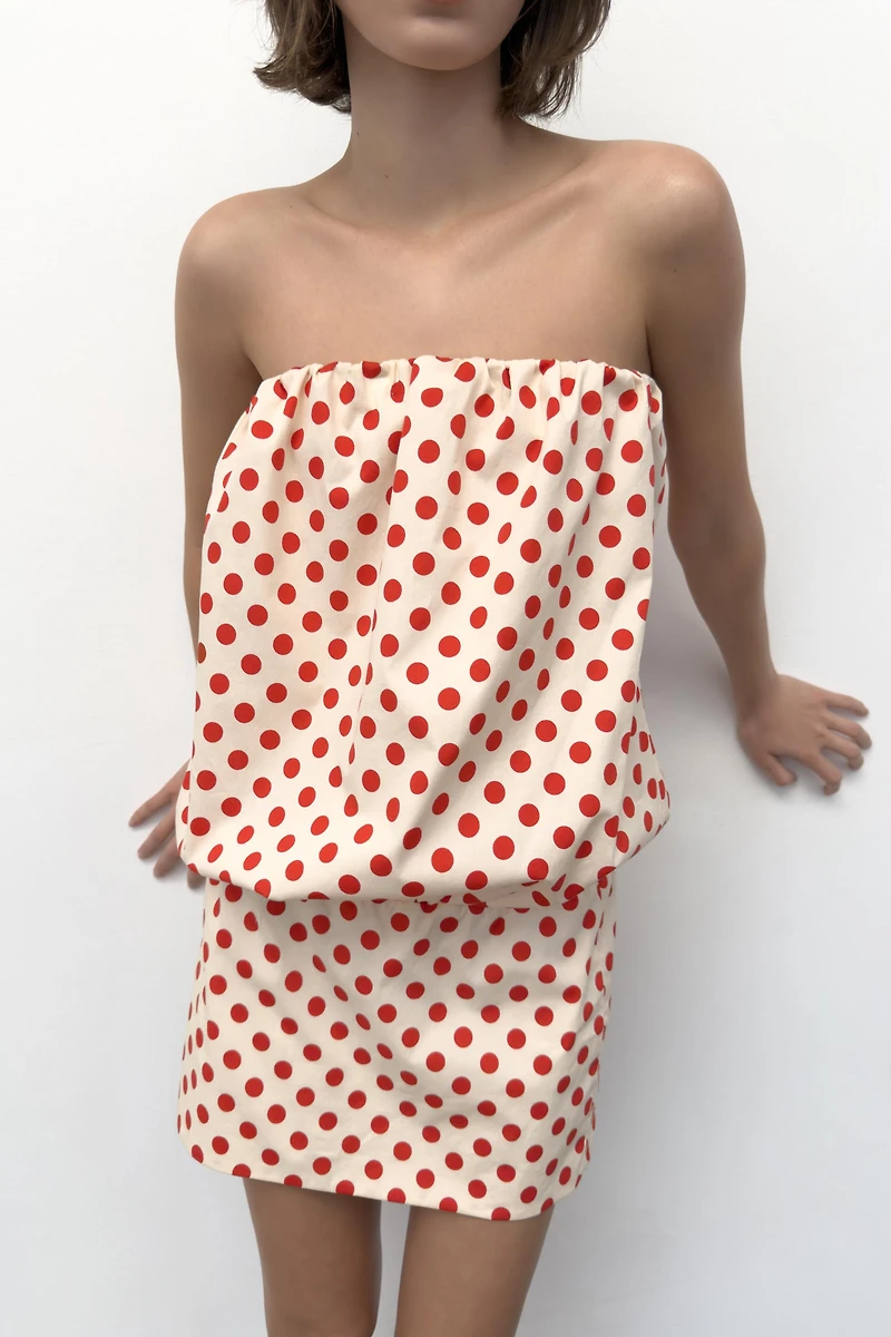 POLKA DOT BANDEAU DRESS